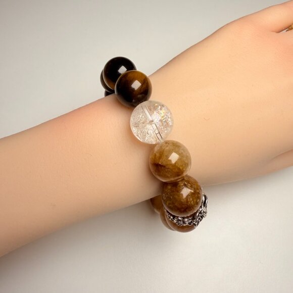 Tiger Eye × Golden Rutilated Quartz Bracelet - Picture 6 of 14